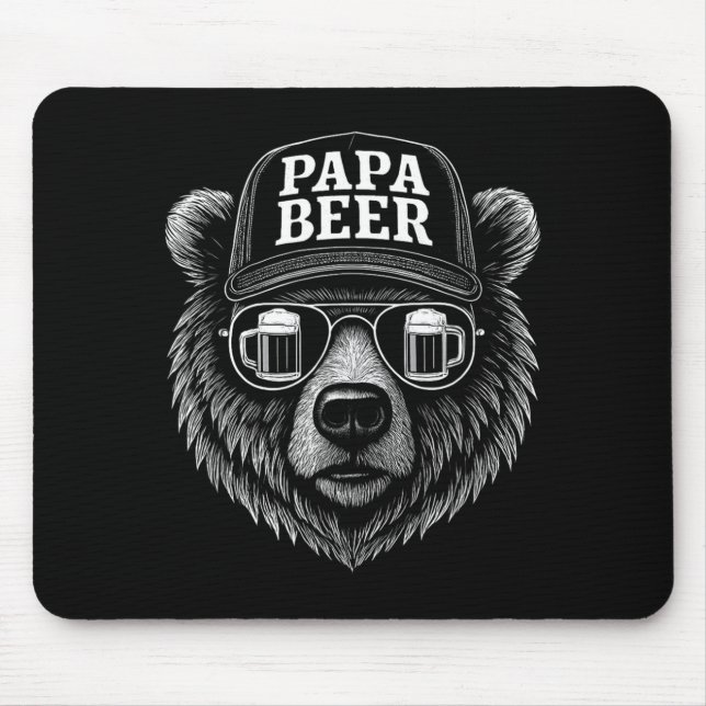 Papa Beer - Funny Dad Bear Drinking Humour Mouse Pad (Front)