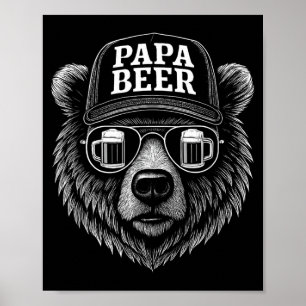 Papa Beer - Funny Dad Bear Drinking Humour Poster