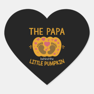 Papa Behind Pumpkin Little Fall Autumn Baby Reveal Heart Sticker