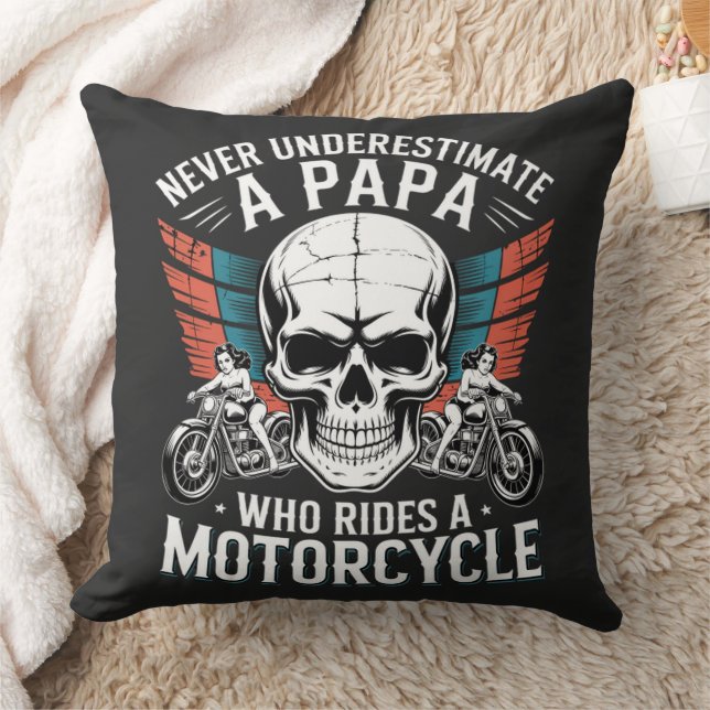 Papa Biker Who Rides A Motorcycle Cushion (Blanket)