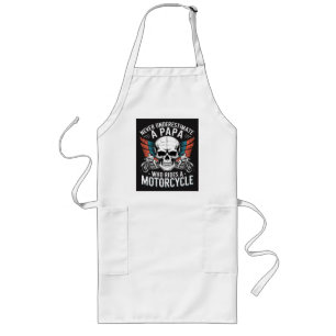 Papa Biker Who Rides A Motorcycle Long Apron