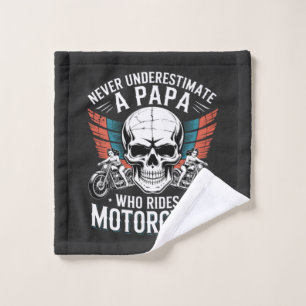 Papa Biker Who Rides A Motorcycle Wash Cloth