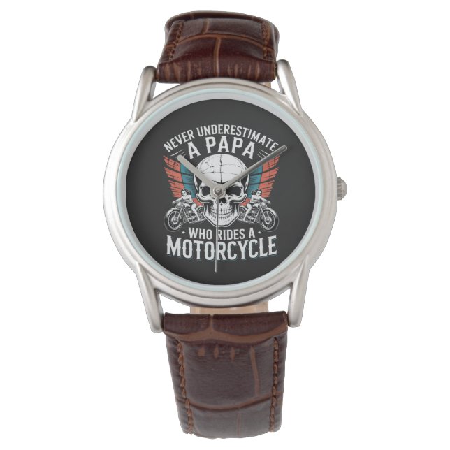 Papa Biker Who Rides A Motorcycle Watch (Front)