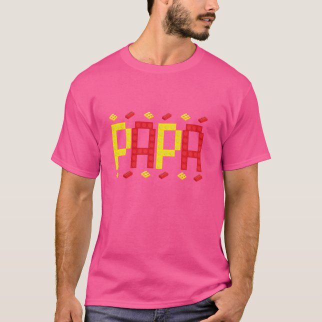 Papa Birthday Boy Master Builder Building Bricks B T-Shirt (Front)