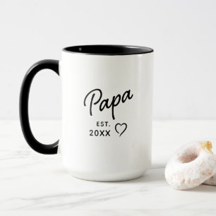 Papa Black and White Minimalist Est. Year Reveal Mug