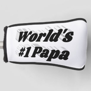 Papa black text golf head cover