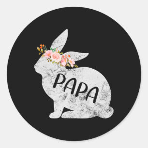 Papa Bunny Matching Family Floral Bunny Rabbit Eas Classic Round Sticker