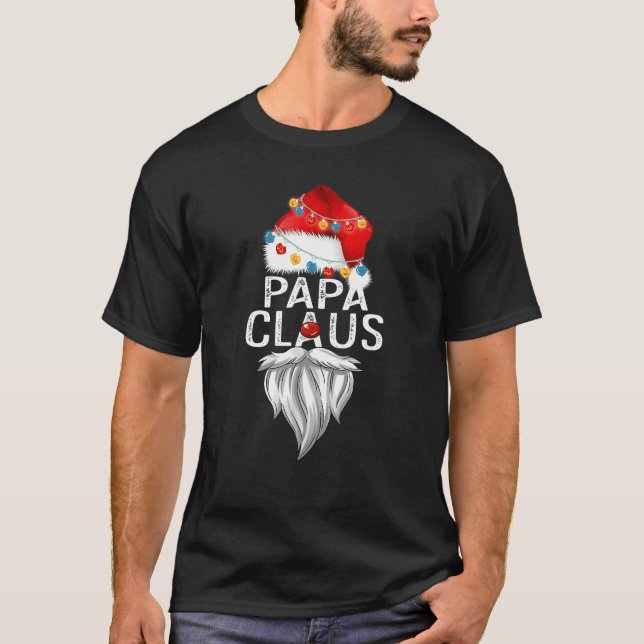 Papa Claus  Christmas Family Matching Pajamas Papa T-Shirt (Front)