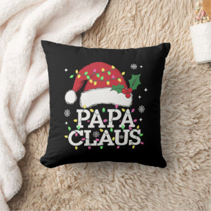 Papa Claus Christmas Lights Pajama Family Matching Cushion