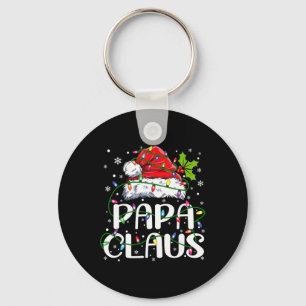 Papa Claus Christmas Lights Pajama Family Matching Key Ring