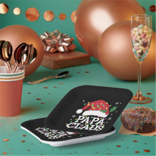 Papa Claus Christmas Lights Pajama Family Matching Paper Plate