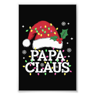 Papa Claus Christmas Lights Pajama Family Matching Photo Print