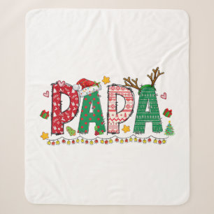 Papa Claus Christmas Lights Pajama Family Matching Sherpa Blanket