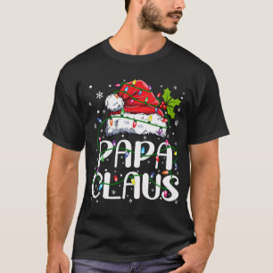 Papa Claus Christmas Lights Pajama Family Matching T-Shirt