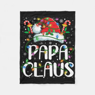 Papa Claus Christmas Lights Pajama Xmas Family Mat Fleece Blanket