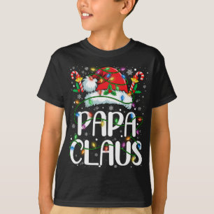Papa Claus Christmas Lights Pajama Xmas Family Mat T-Shirt
