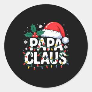 Papa Claus Christmas Lights Santa Family Matching  Classic Round Sticker