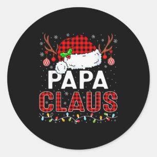 Papa Claus Christmas Lights Santa Hat Pajama Famil Classic Round Sticker