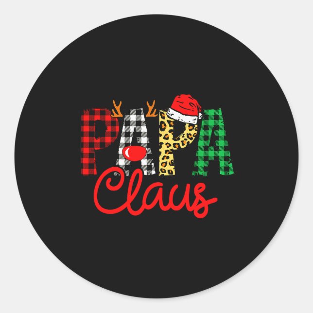 Papa Claus Funny Christmas Family Matching  Classic Round Sticker (Front)