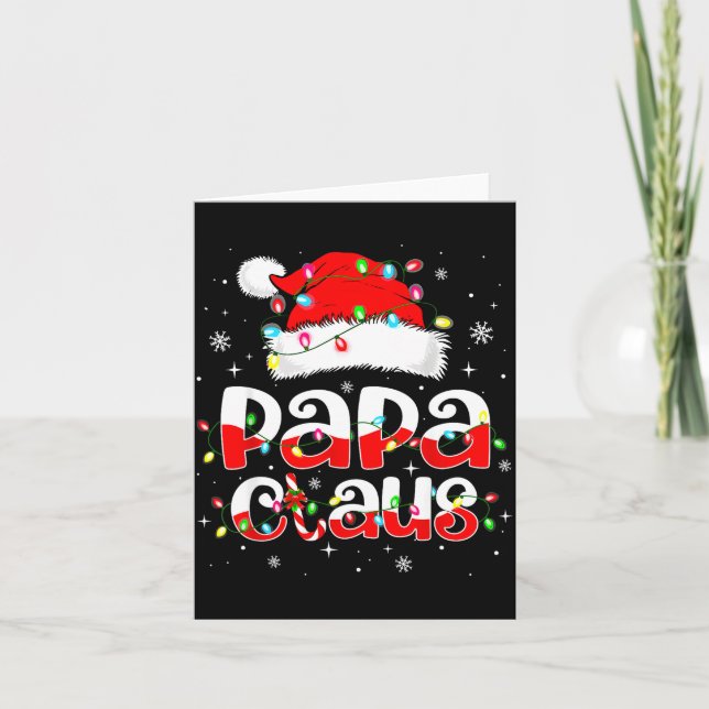 Papa Claus Funny Christmas Lights Pajama Family Ma Card (Front)