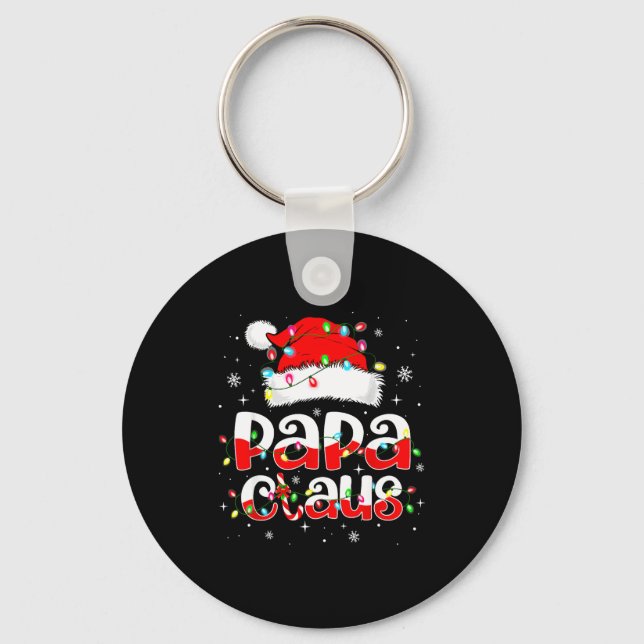 Papa Claus Funny Christmas Lights Pajama Family Ma Key Ring (Front)
