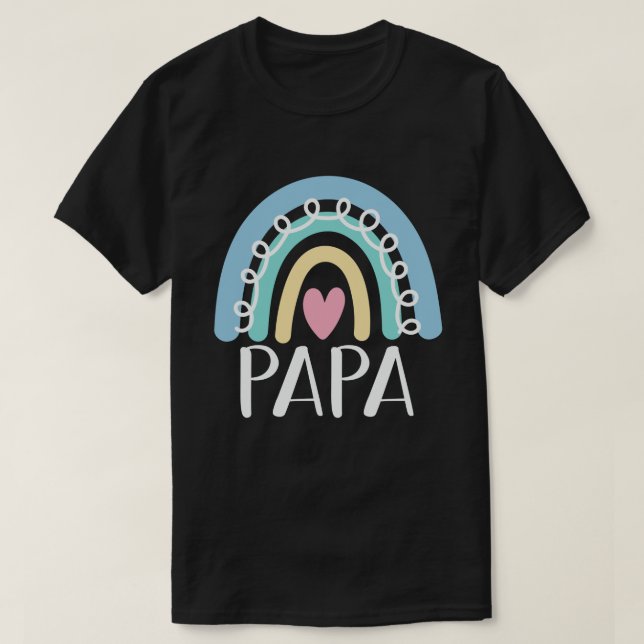 Papa Cute Dad Family Matching Rainbow T-Shirt (Design Front)