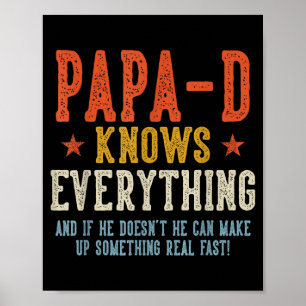 Papa-d knows everything father's day retro vintage poster