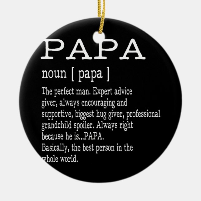 Papa Definition Grandpa Father's Day Men  Ceramic Tree Decoration (Front)