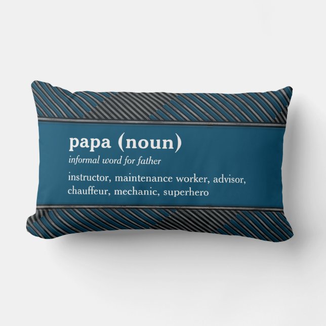 papa dictionary definition custom text blue  lumbar cushion (Front)