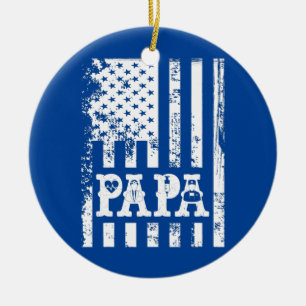 Papa Doctor Fathers Day Idea With USA Flag Papa Ceramic Tree Decoration
