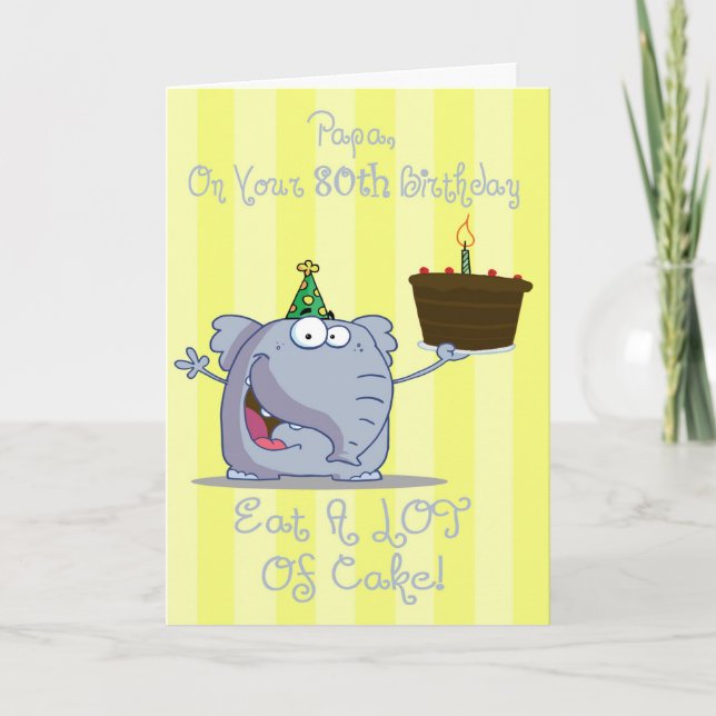 Papa Eat More Cake 80th Birthday Card (Front)