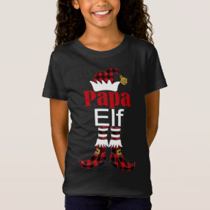 Papa Elf Christmas Buffalo Plaid Matching Family T-Shirt