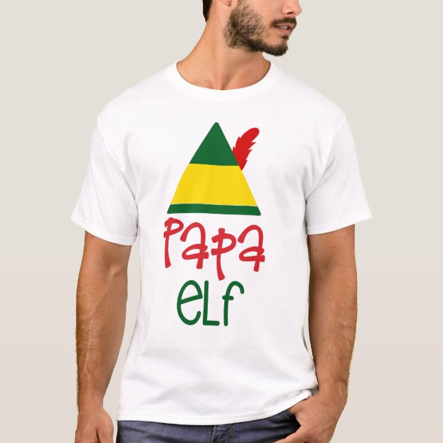 Papa Elf Christmas Holiday Family Fun T-Shirt (Front)