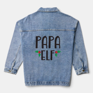 Papa Elf Family Christmas Gift Denim Jacket