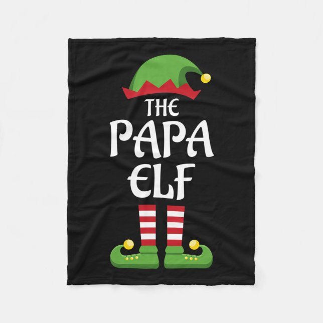 Papa elf family matching group christmas dad  fleece blanket (Front)