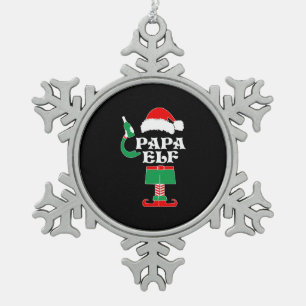 Papa Elf Men s Elf Christmas for Ugly Christmas El Snowflake Pewter Christmas Ornament