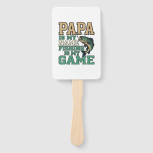 Papa Fishing Is My Game Vintage Fish Shirt Design_ Hand Fan