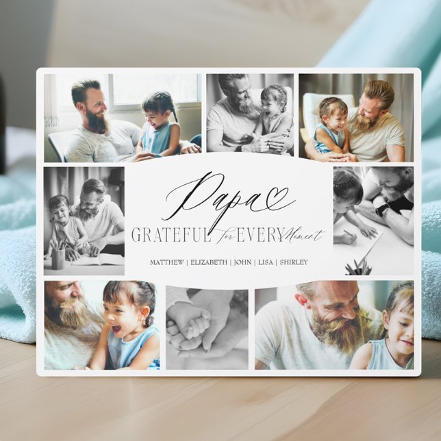 Papa Grateful for Every Moment Photo Collage Plaque (Papa Grateful for Every Moment Photo Collage Plaque)