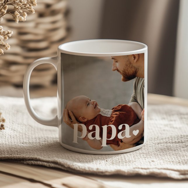Papa Heart - First Father's Day Photo  Coffee Mug (Zazzle Papa Heart - First Father's Day Photo  Coffee Mug (Front))