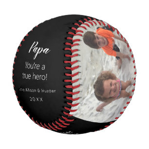 Papa Hero Grandkids Photo Keepsake Personalised Baseball