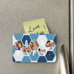 Papa Honeycomb Photo Collage 5 Photo 4  Letter Magnet<br><div class="desc">Honeycomb photo magnet,  personalised with 5 of your favourite photos and printed with a 4 letter name,  such as PAPA. The design features a honeycomb photo collage in shades of blue and white. For alternative colours and different length names,  please browse my store in the Honeycomb Photo Collage collection.</div>
