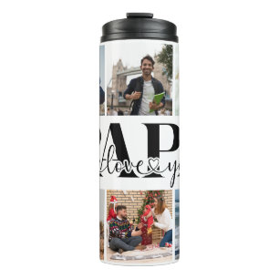 Papa I Love You Custom Photo Collage Thermal Tumbler