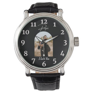 Papa I Love You Personalised Modern Photo  Watch