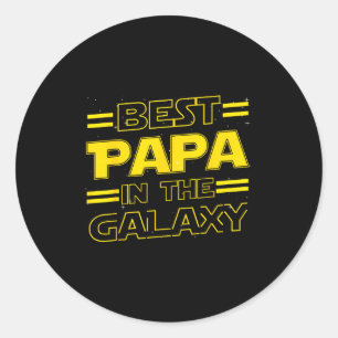 Papa In The Galaxy Funny Fathers Day Gift For Men  Classic Round Sticker