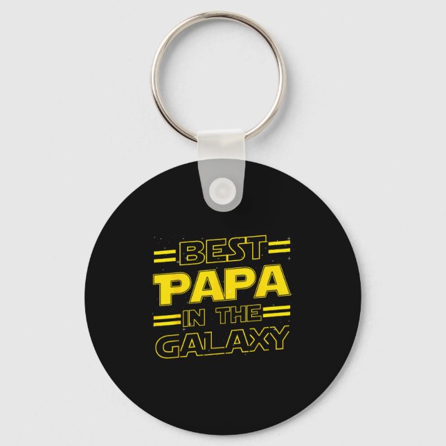 Papa In The Galaxy Funny Fathers Day Gift For Men  Key Ring (Front)
