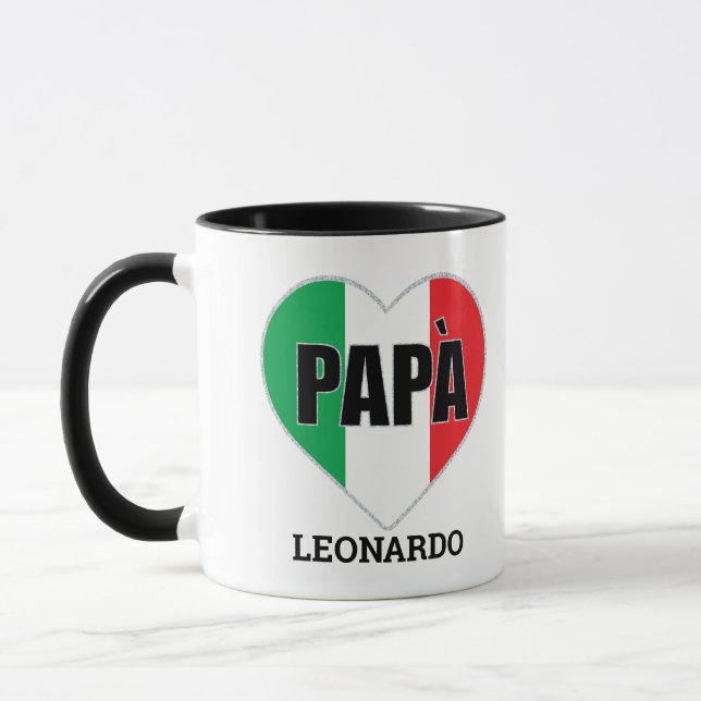 Papa Italian Flag Heart Personalised Father's Day Mug (Left)