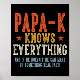 Papa-k knows everything father's day retro vintage poster