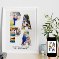 PAPA Letter Cutout Photo Collage Grandkids Name