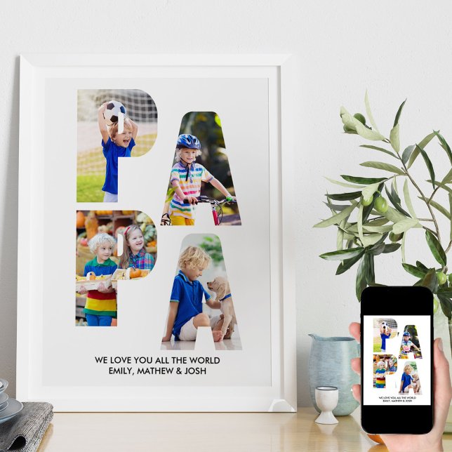 PAPA Letter Cutout Photo Collage Grandkids Name Poster (Creator Uploaded)