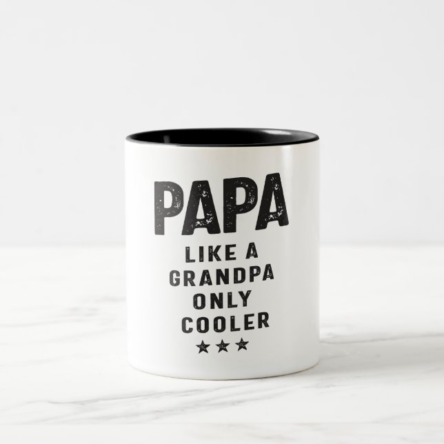Papa Like a Grandpa Only Cooler - Grandpa  Two-Tone Coffee Mug (Center)